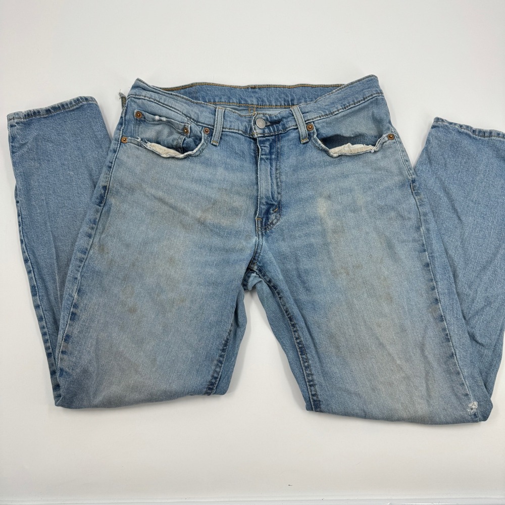 Levi's 531 Athletic Slim Jeans Mens 33x30 Blue Light Wash Distressed Thrashed